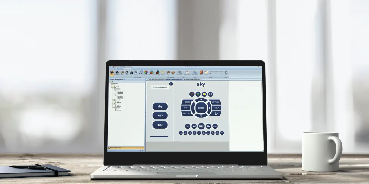 Laptop showing a screenshot of DemoPad Designer Software
